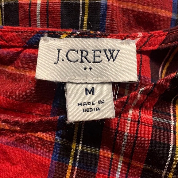 J.Crew Factory Tartan Ruffle Cotton Poplin Top - Picture 4 of 5